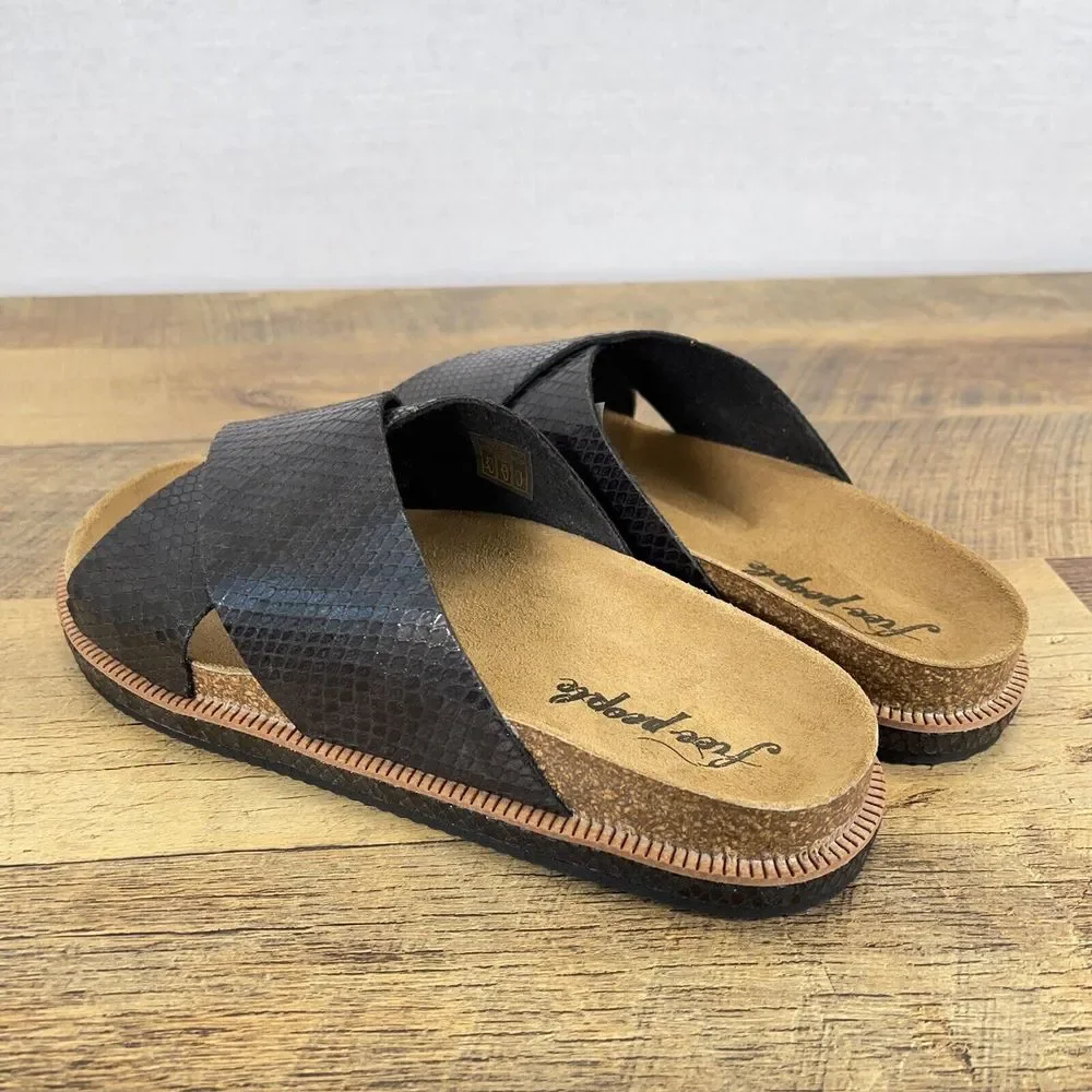 Free People Sidelines Footbed Cross Sandals Black Slides US Size 9 - EU 39 - Picture 6 of 11